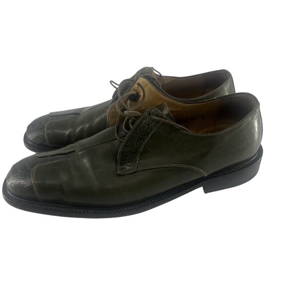 Belvedere Florence Shoes Mens Size 11 Green Leather Dressy Career Work Crocodile - Picture 1 of 10